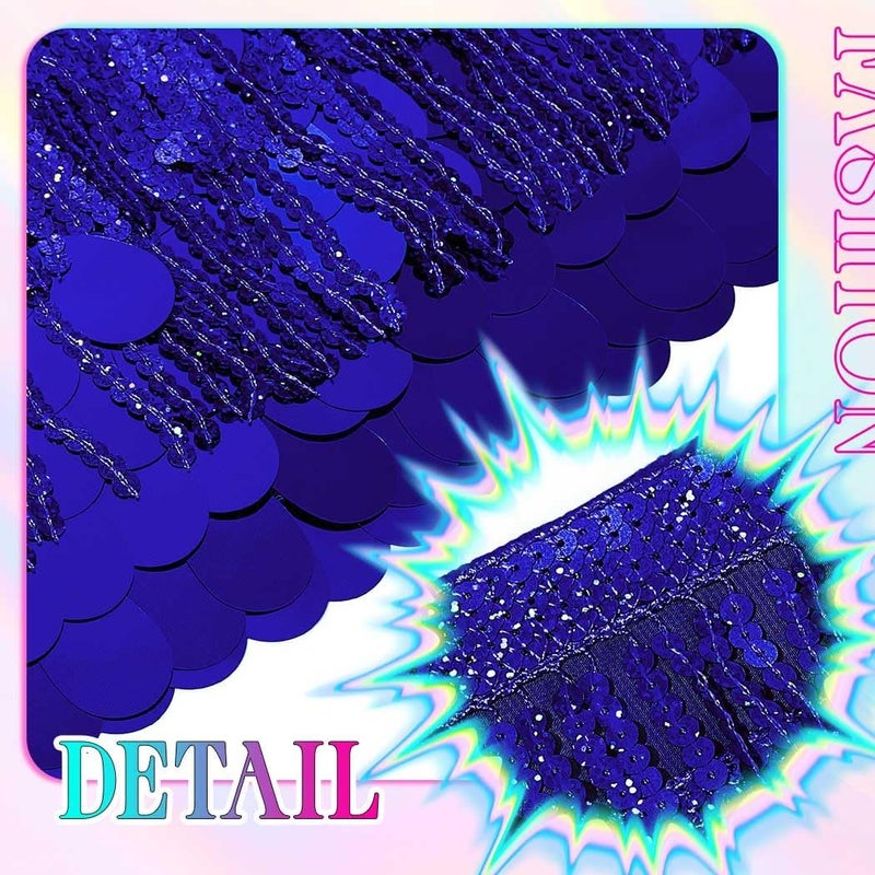 REETAN Sequin Fringe Sparkly Skirt Mermaid Costume Skirts Costume for Women - Image 3